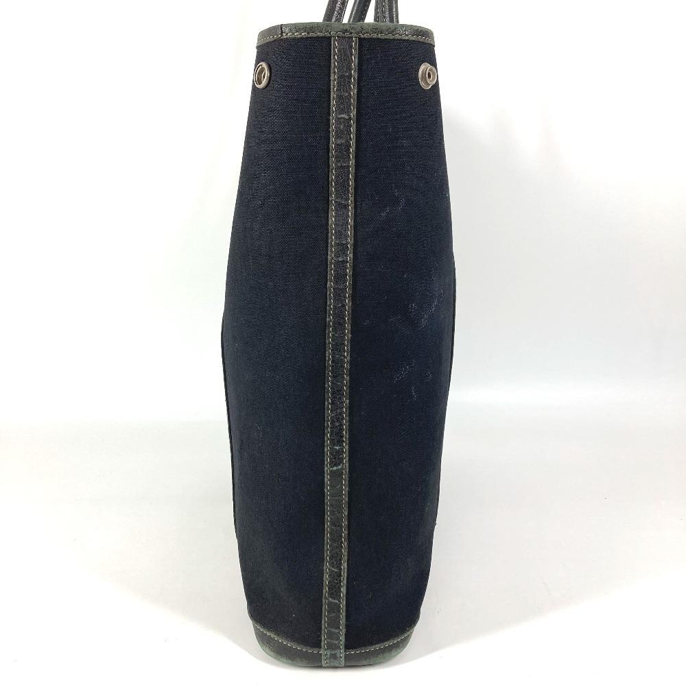 HERMES Garden File MM Bag Tote Bag Shoulder Bag Leather / Canvas Black