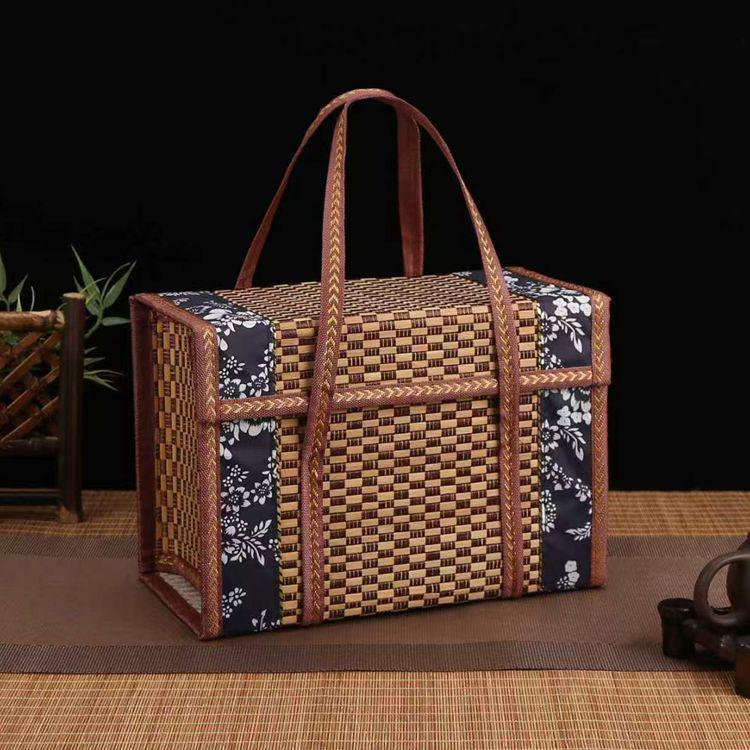 Handwoven Bamboo Gift Basket for Zongzi, Cured Meats, Mooncakes, Fruits, and Local Specialties