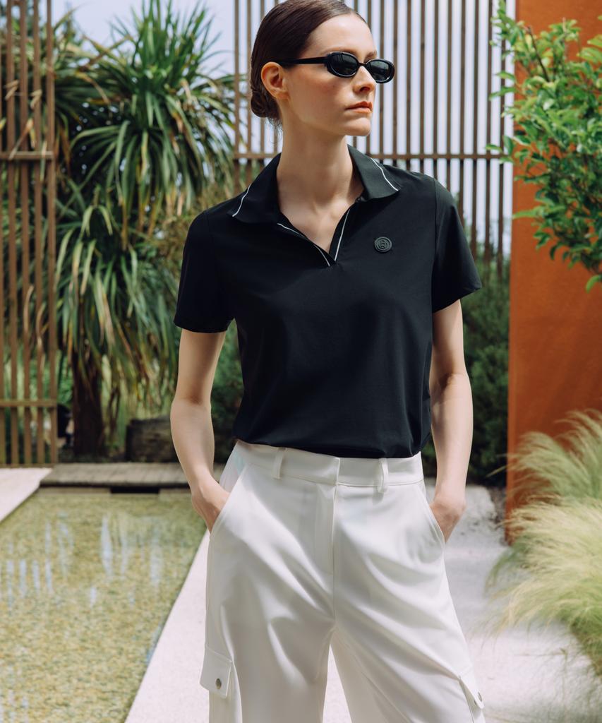 OBER GOLF Basic Open Polo Top (Black)