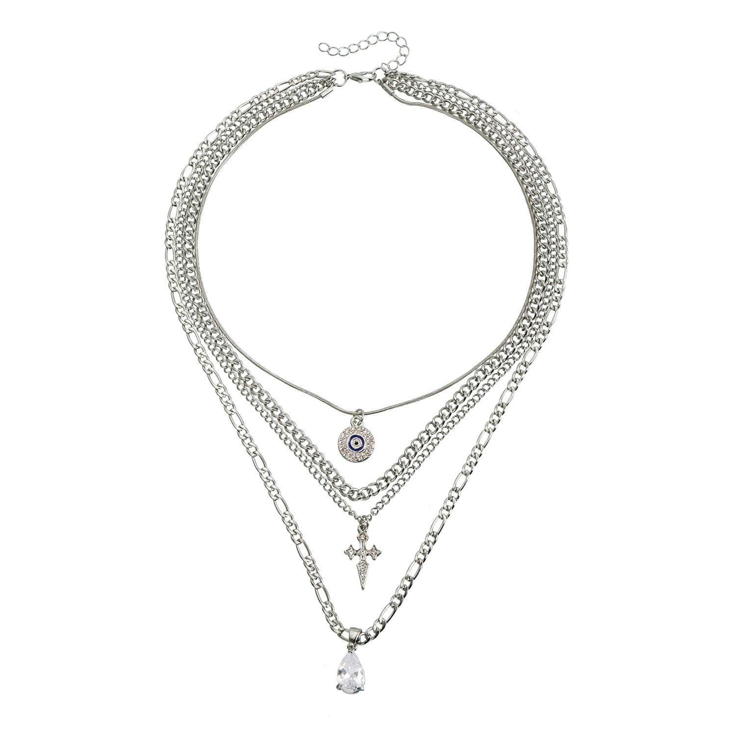 Dark Shao Tapered Cross Water Drop Necklace ins Wind Devil s Eye Necklace