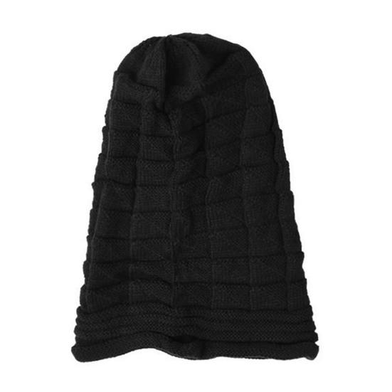 Knitted Hat Pleated Slouchy Baggy Solid Color Stretchy Cold Resistant Woolen Yarn Autumn Winter Women Beanie Skull Cap for Outdoor