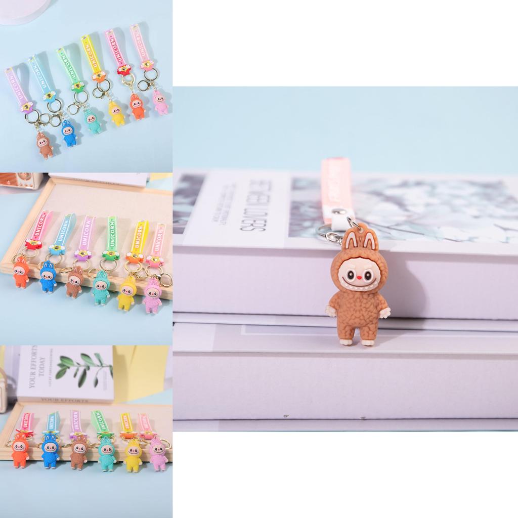 Colorful Cartoon Pvc Sheep Keychain Adorable Soft Keyring For Bags And Cars