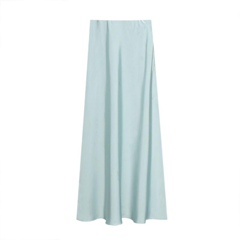 Women's High-Waisted Satin Midi Pencil Skirt, Slim-Fit Fishtail Design, 2025 Spring/Summer Collection