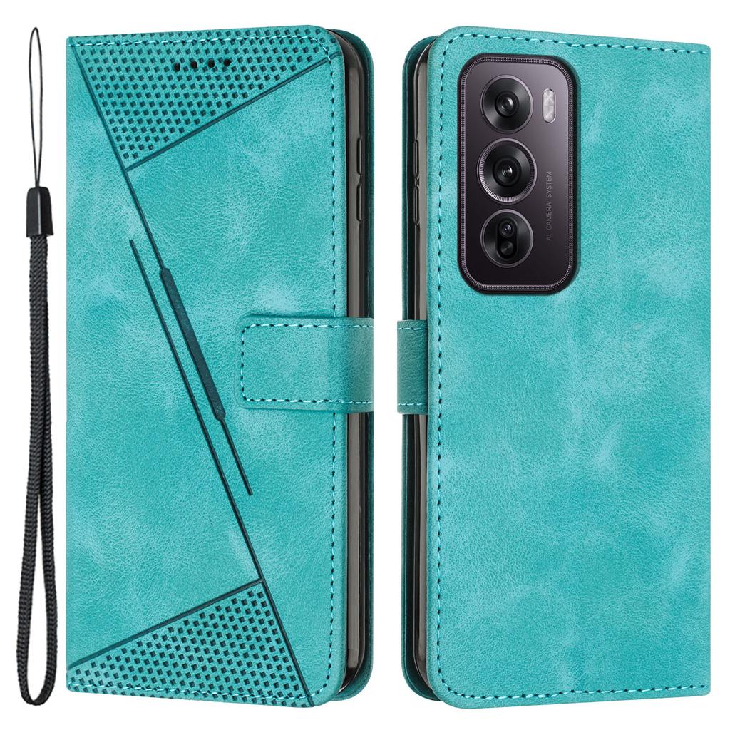 For Oppo Reno12 Pro 5G (Global) Case Triangle Leather Phone Cover Wallet with Credit Card Holder