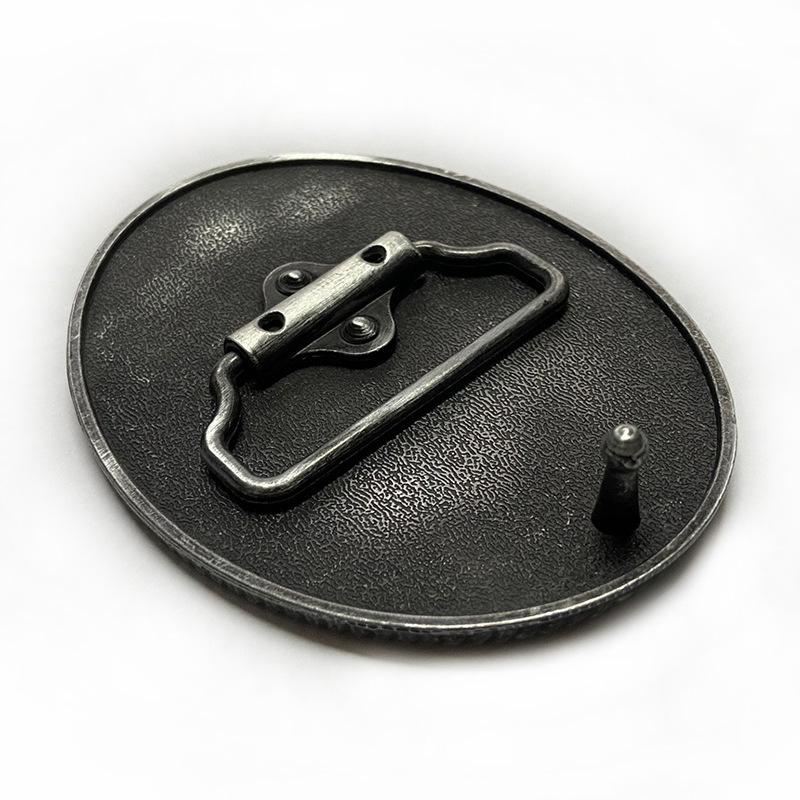 Oval Antique Tin Belt Buckle for Men's Western Cowboy Jeans - Retro Casual Fashion Alloy Design