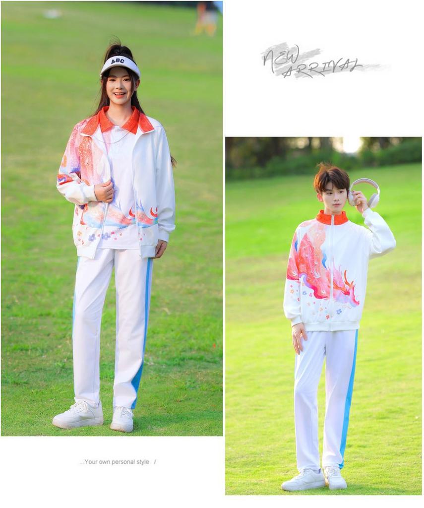 Conjunto de Sudadera para Competición Deportiva Estilo Chino para Colegio y Escuela Secundaria - Uniforme Escolar de Tres Piezas