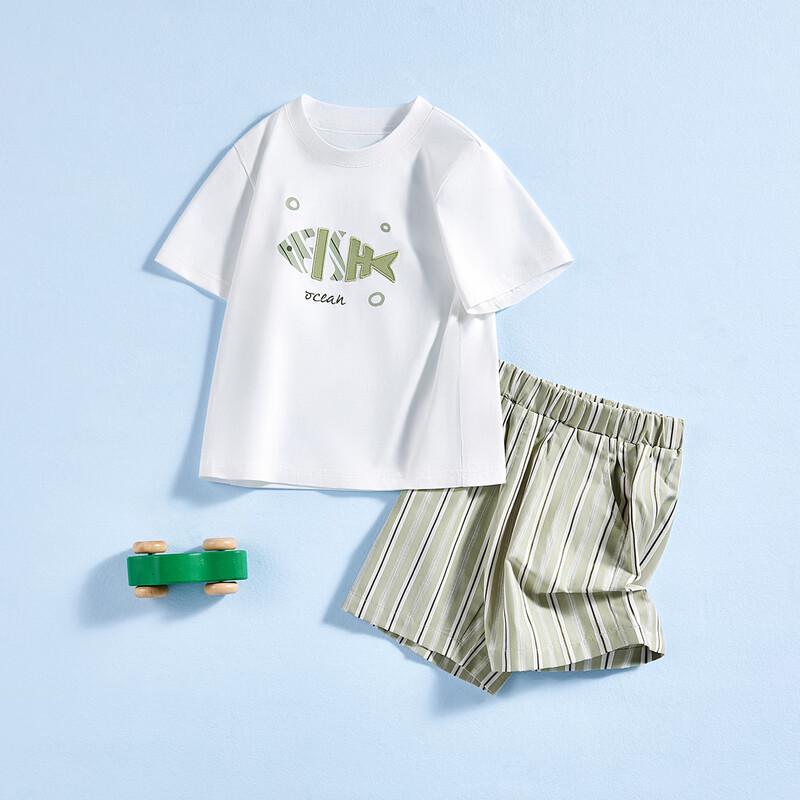 

Beibei Kingdom Fashion Little Fish Kids Casual Sports Two-piece Set 110/52