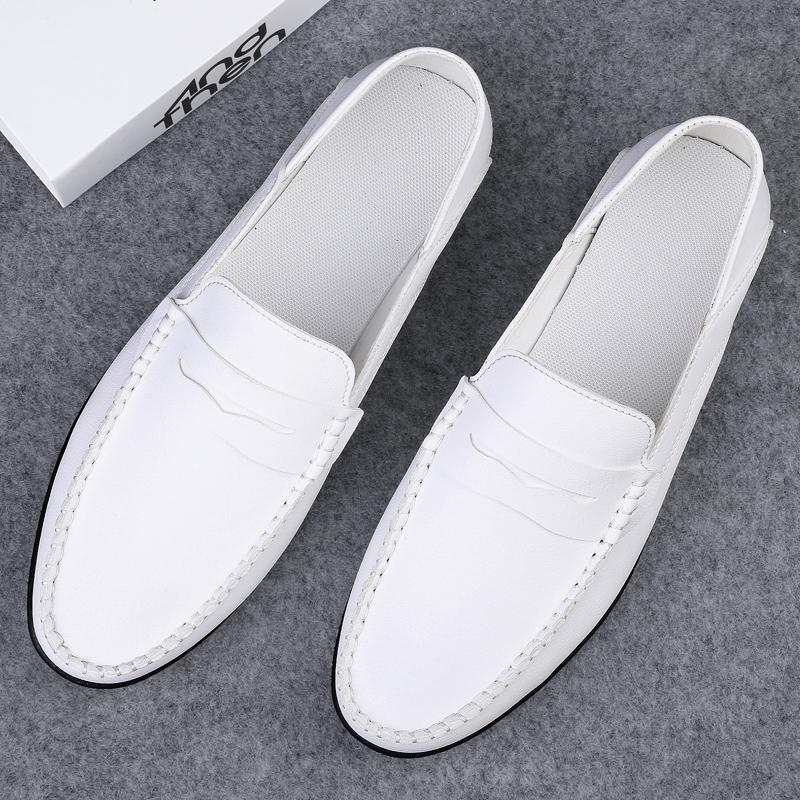 Fashion Summer Man Loafers Wedding Dress White Driving Moccasins Footwear Men Casual Shoes Split Leather Slip On Lightweight Male Shoes