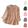 Women's Retro Cotton Linen Embroidered Thin Linen Three-Quarter Sleeve Top