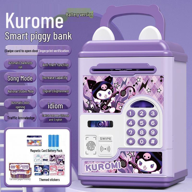 Smart Piggy Bank: Automatic Money Rolling, Fingerprint Lock, Sound & Light Features for Kids