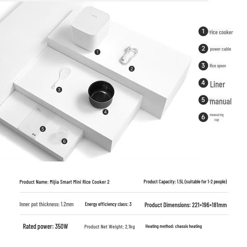 Xiaomi Smart Mini Rice Cooker 2 CN Plug (adapter Included)