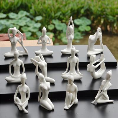 Keramické abstraktní umění Různé pozice jógy Figurka Bílý porcelán Minimalistická Kreativní socha dívky z jógy Dekorace domova