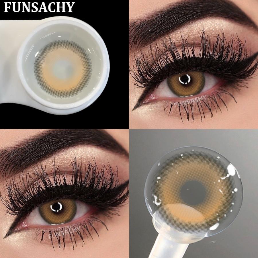 

FUNSACHY 1 пара 0~-8.00 диоптрий Серые контактные линзы для близорукости Синие линзы Карие зрачки Рецептурные линзы Красивая годовая косметика -6.00