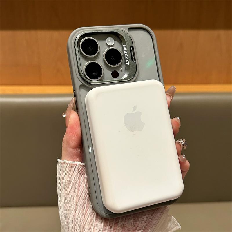 Magnetic Metal Ring Lens Stand Protector Case For iPhone 15 12 13 14 11 Pro Max Plus Magsafe with Color Glass Lens Clear Cover