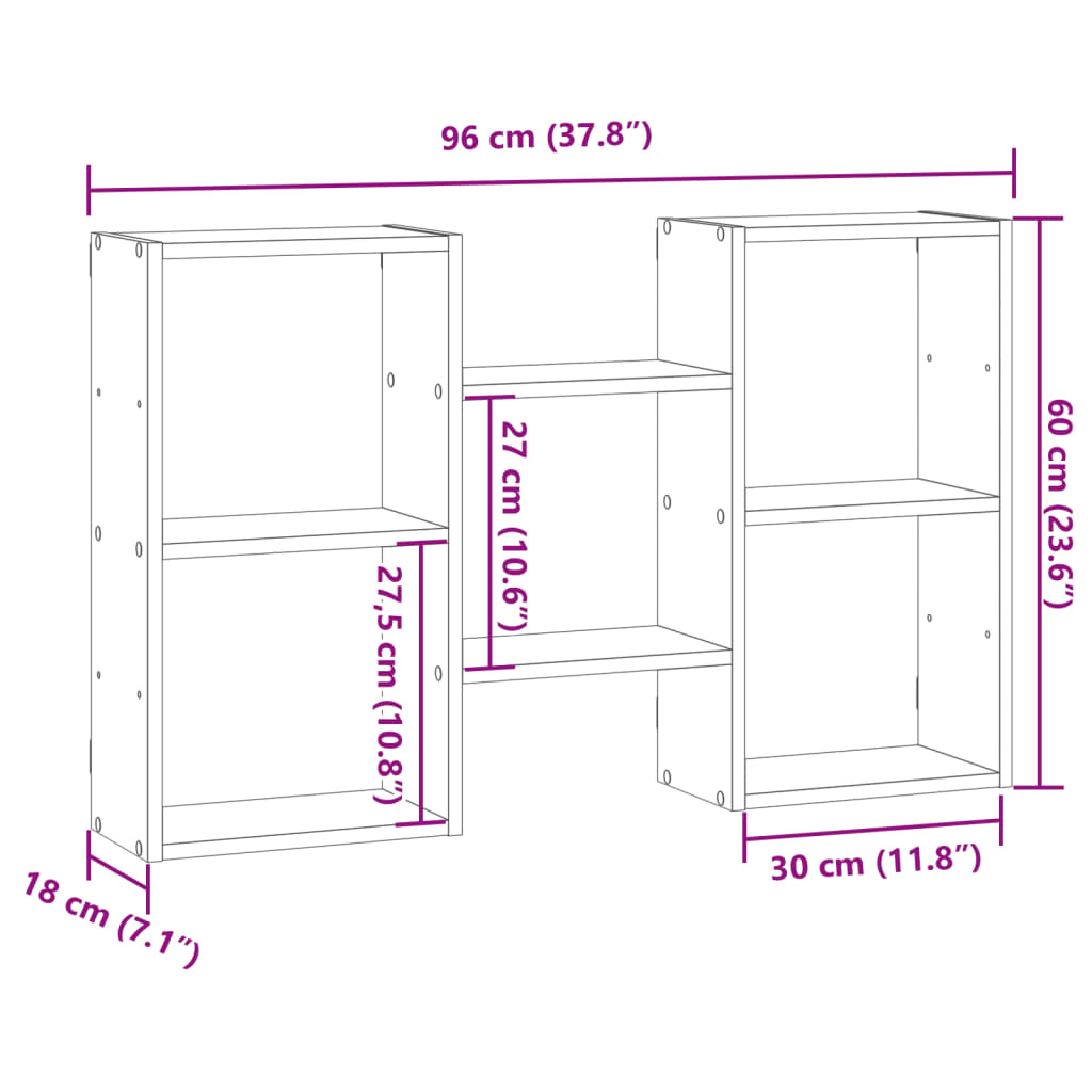 Wall Shelf Brown Oak Look 96 x 18 x 60 cm Engineered Wood