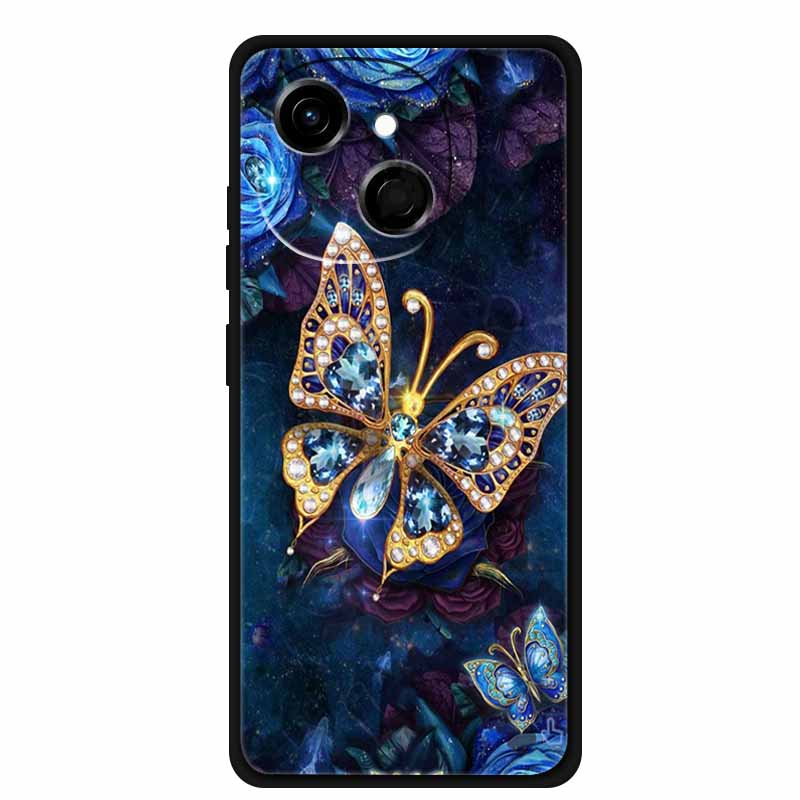 For Tecno Spark 40C Case Soft Black TPU Silicone Back Shockproof Cover for Tecno Spark40C 40 C Case Pop 10 Pro Butterfly Funda