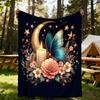1pc Butterfly Moon Flannel Blanket, Comfortable and Warm Blanket, for Camping Sofa Bed and Couch Office039