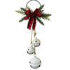 Metal Jingled Bells Christmas Hanging Ornaments Metal Bells Cluster with Tartans Ribbon for Mantels and Entryway Displays