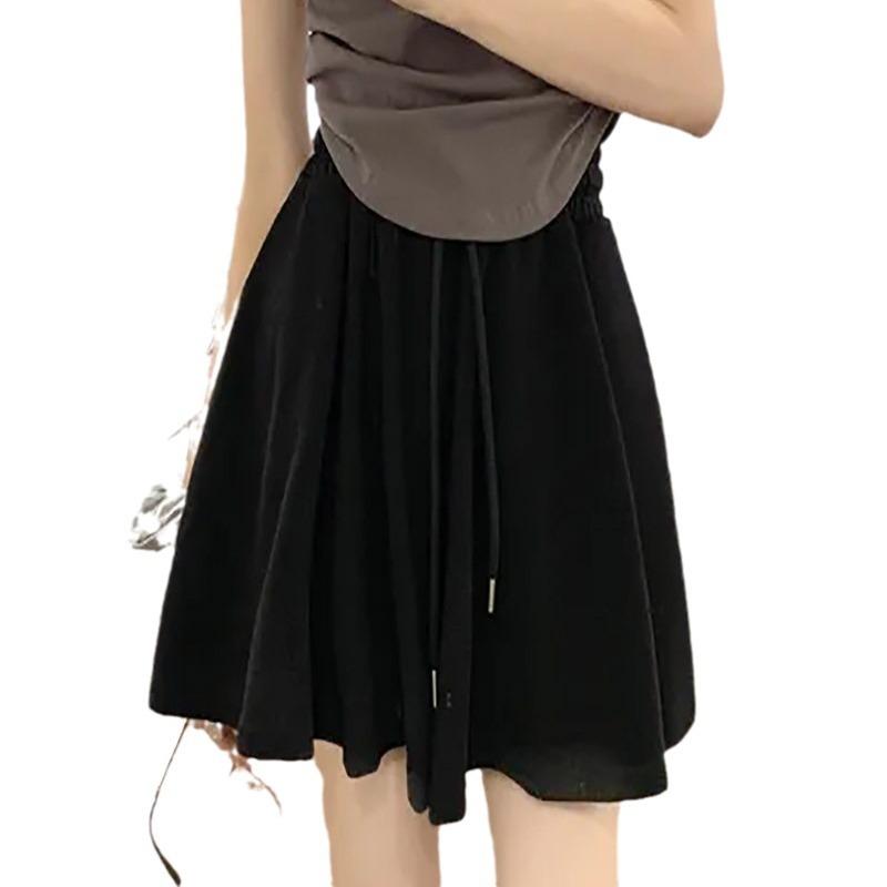 Ballet Style Casual Shorts Women's Summer Hot Pants Gray Sport High Waisted Sport Pleated Wide Leg Culottes