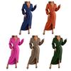 Women's Satin Wrap Long Dress V Neck Long Sleeve Maxi Dress High Slit Party Dress Cocktail Evening Gown