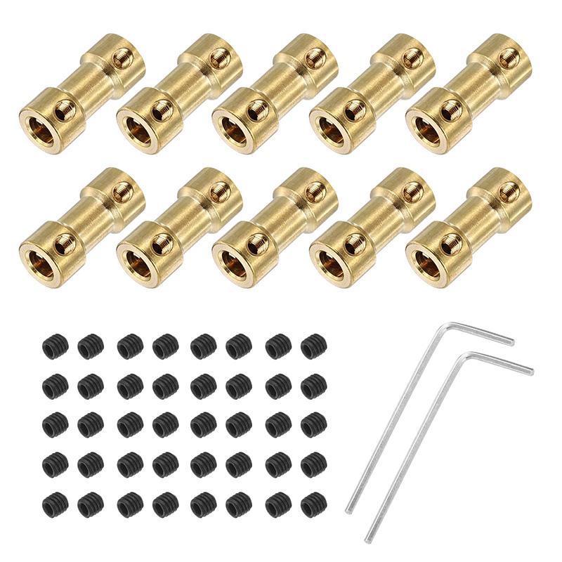 2pcs Brass Motor Shaft Coupling 2mm 2.3mm 3mm-6mm Copper Transmission Joint Connector Sleeve Adapter For RC Boat Car Airplane
