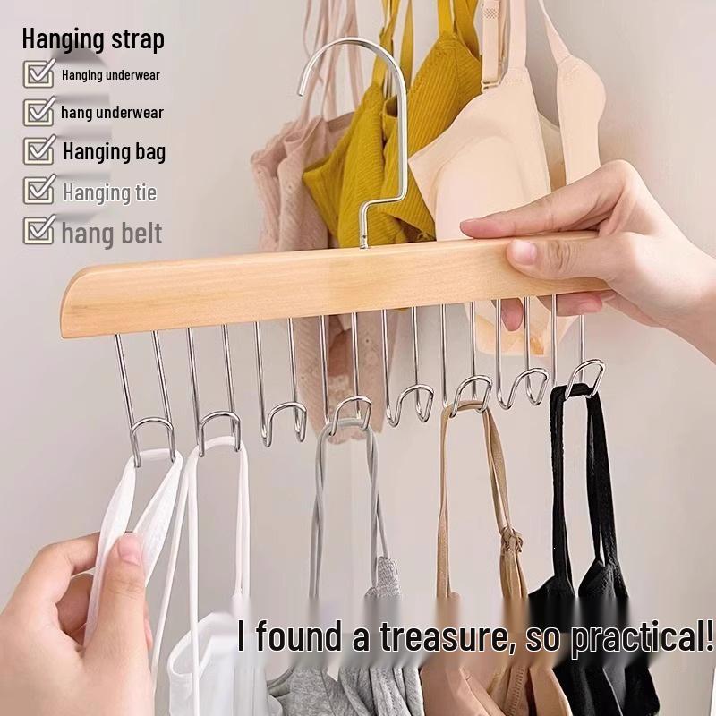 Multifunctional Wooden Sling Hanger: Solid Wood Hook for Underwear and Vest Storage