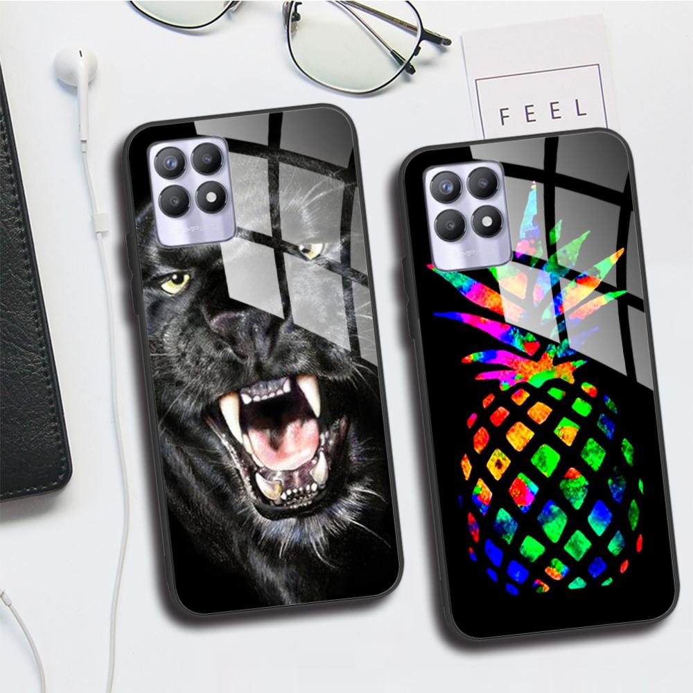 For Realme 8 4G 5G Case 8 Pro Tempered Glass Phone Case For Oppo Realme 8i RMX3151 Back Cover For Realme 8Pro Case Bumper Fundas