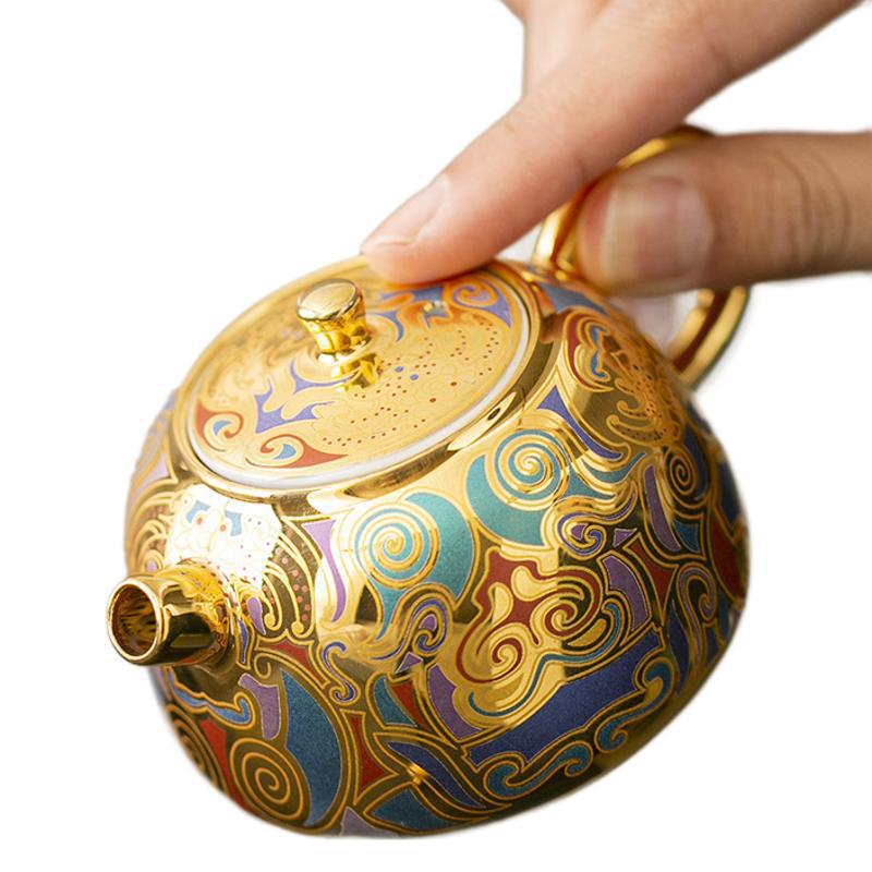 merchandise Thangka gold and silver wrong Chen Desheng tea ceremony ceramic teapot gilt Xishi pot enamel color Guochao court