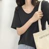 Women's V Neck Short Sleeve Loose Fit Tunic Top Solid Color Casual Summer Blouse