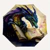 Dragon Book Theme Automatic Open/Close Umbrella, Portable 3 Fold Compact Umbrella for Men & Women, Valentine's Day Mother's Day Gift0725085