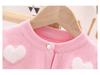 Jinbei Girls' Heart Jacquard Faux Mink Cardigan - Autumn Baby Round Neck Sweater