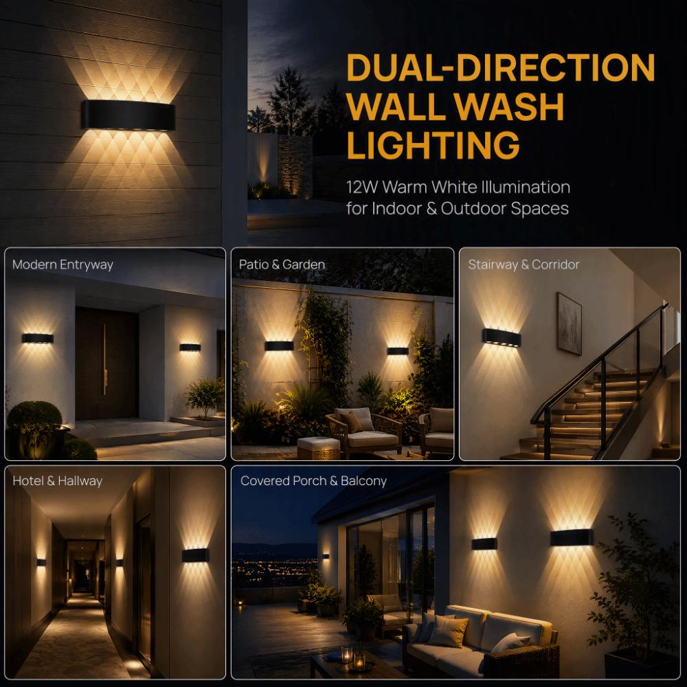 Warm White Light LED Wall Light 12 Lamp Beads Wall Sconce Rainsafe Wall Light Balcony