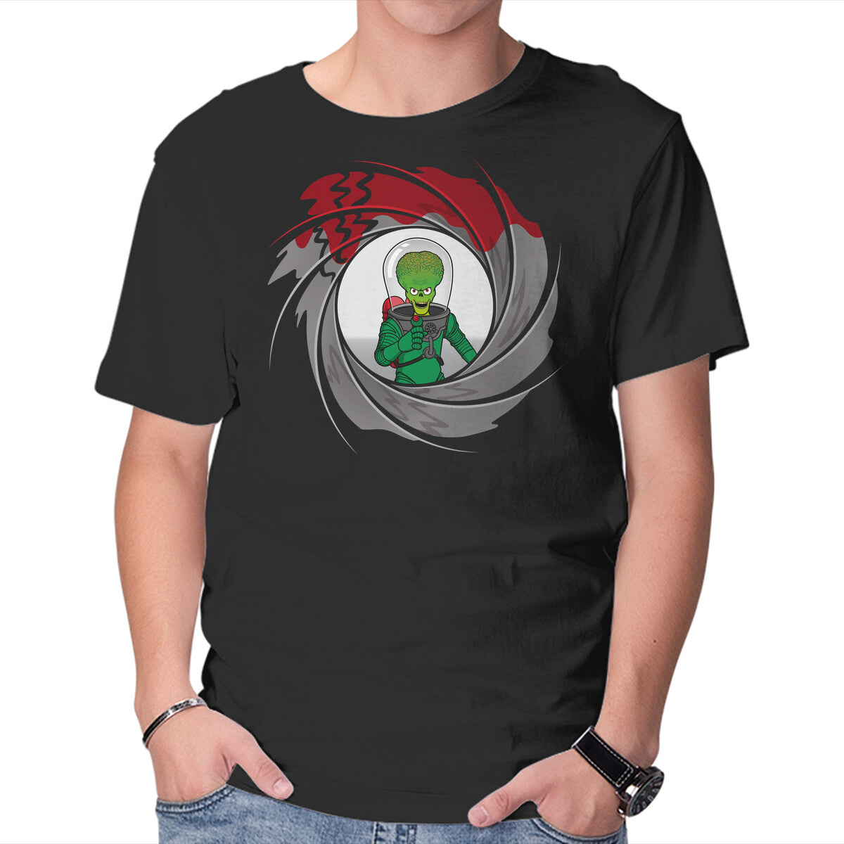 Unisex Crew Neck T-Shirt Martian Agent Graphic Short Sleeve Casual Tee XS