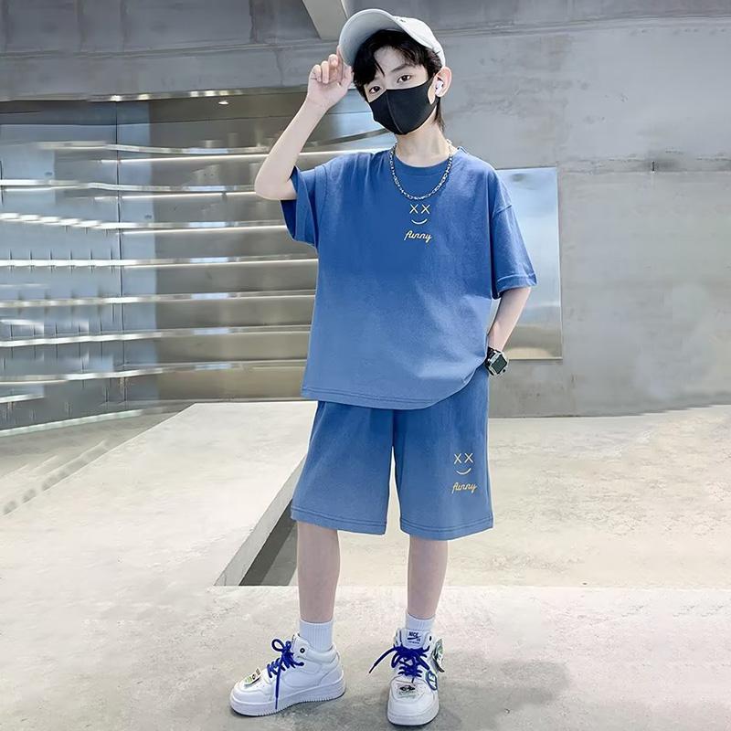 Boys' Summer Two-Piece Outfit Children's Short-Sleeved Street Style Two-piece Set