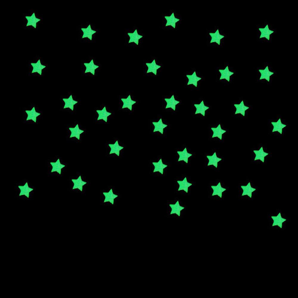 100Pcs Gorgeous Night-luminous Fluorescent Glow Stars Stickers Home Decor Wall Sticker for Kids Bedroom