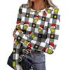 Women's Slim Fit Base Layer Long Sleeve Crewneck Pullover T-Shirt with Thumb Holes, Christmas Graphic Print Top