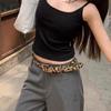 Y2K Leopard Print Belt Plush Punk Waistband Korean Style PU Leather Waist Belt  Female/Girls