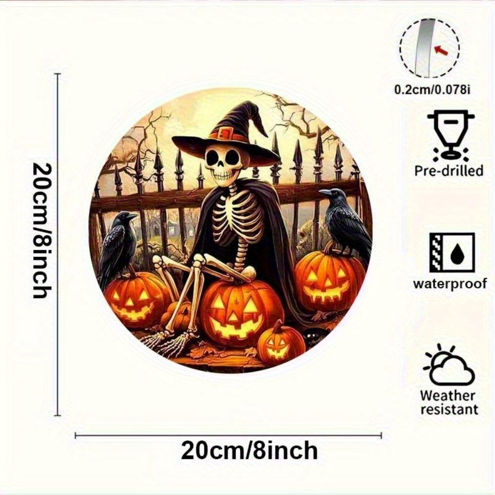 2D flat acrylic Halloween decoration - witch hat skull and pumpkin crow design, scary window decoration for home, bar, office