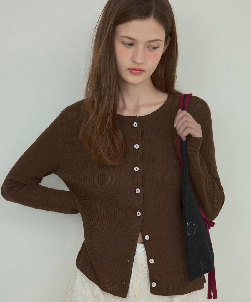 Ournostalgia Lush Basic Knit Setup Cardigan_Brown(Oc25-Kn09)
