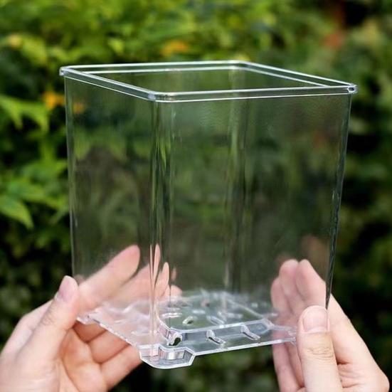 Flowerpot Acrylic Transparent Orchid Planter Breathable Hydrophobic Bottom Drainage Plant Pot Tuber Growth Planter
