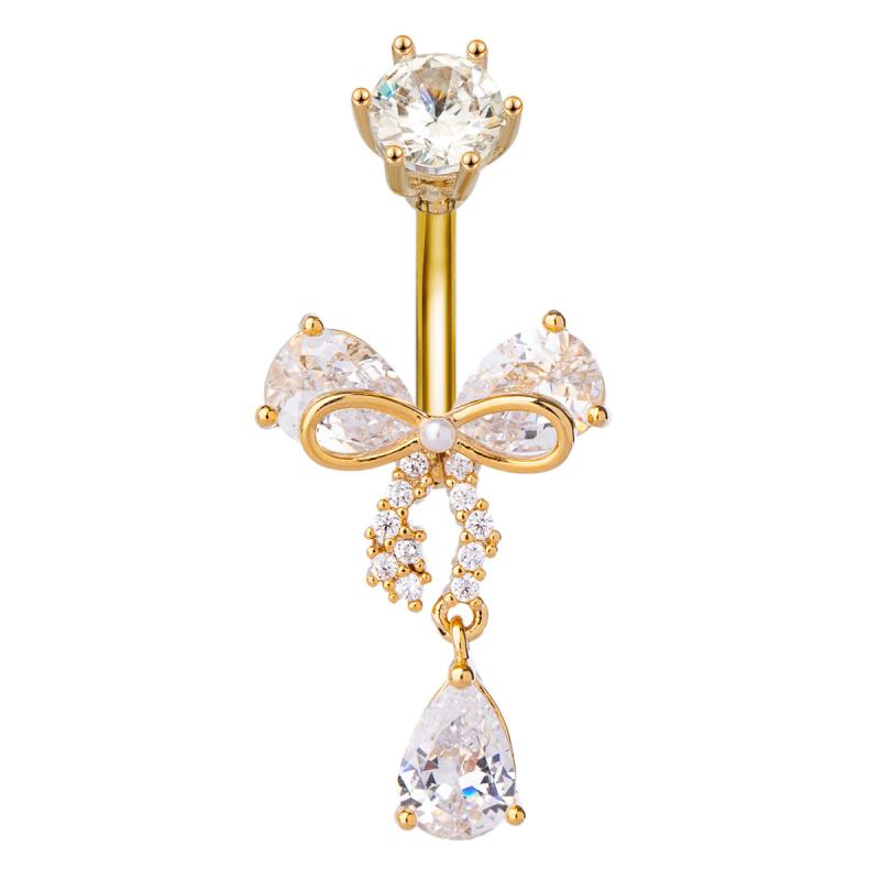Bow Heart Belly Button Rings Shiny Zircon Navel Piercing Barbell For Women  Belly Ring Beach Body Jewelry Gifts