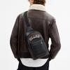 Coach West 19 Varsity Pattern Design Leather And Fabric Mixed Faux Leather Crossbody Bag Small Men bags Walnut CCF64-QBWAN