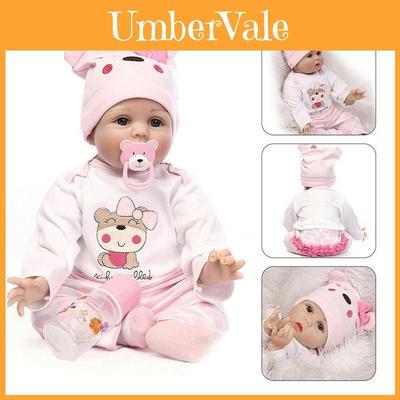 Realistic 16" Soft Silicone Reborn Doll With Handmade Details And Lifelike Blue Eyes