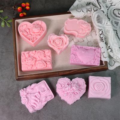 3D Love Rose Silicone Soapr Molds DIY Wedding Valentine's Day Heart Rose I Love U Silicone Soap Candle Mold Craft Art Candle