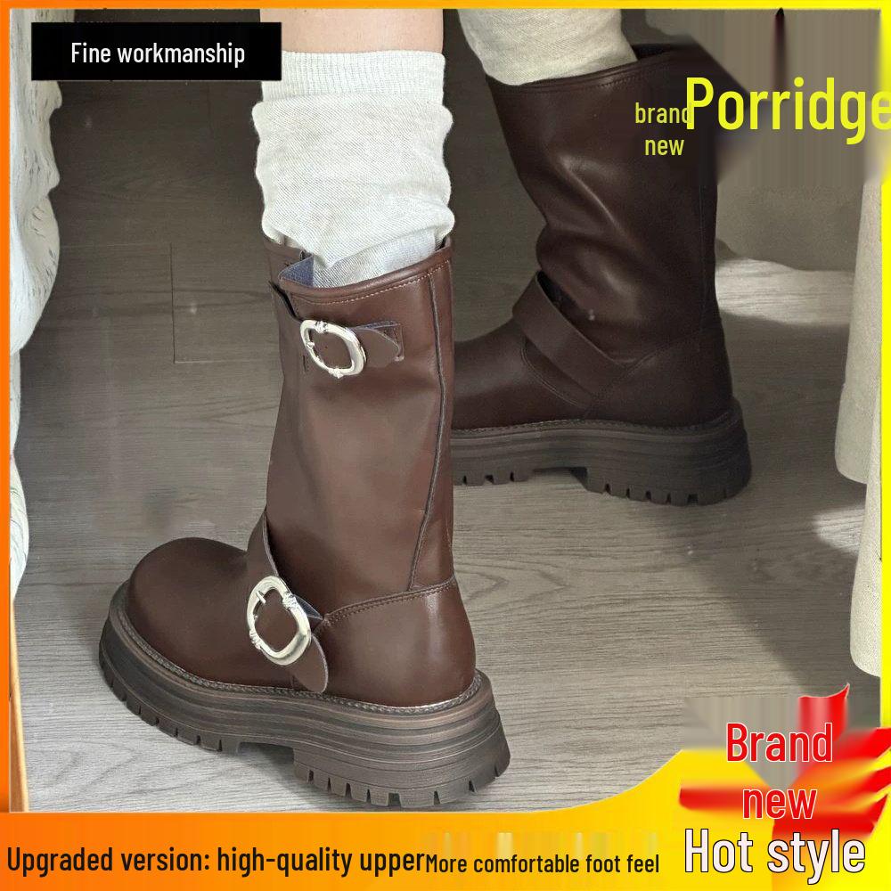 Retro Thick-Soled Slip-On Martin Boots for Women - 2025 Autumn Slimming, Versatile, Height-Enhancing Design