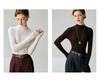 Women's Slim-Fit Wool High-Neck Sweater - Solid Color, Long Sleeve, Autumn/Winter Style