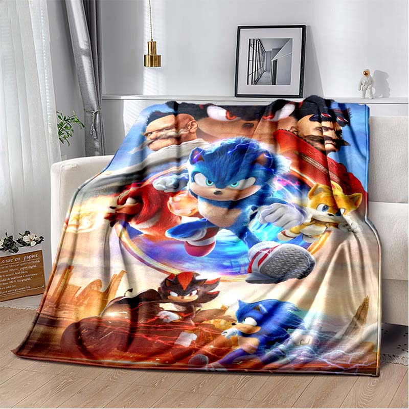 2026 New S-Sonic H-Hedgehog Flannel Blanket for Winter Warmth, Soft Sofa Cover, Bedding, Draped Blanket, Boys and Girls Gifts