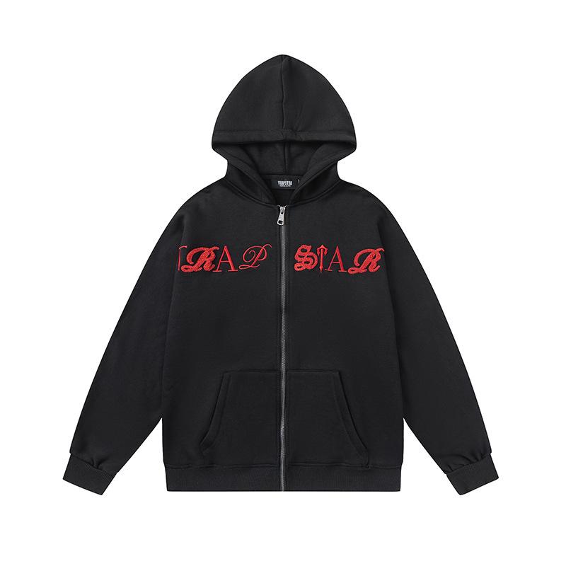Foreign trade new rainbow color matching letter embroidery velvet loose hooded sweater casual trousers set men and women the same style