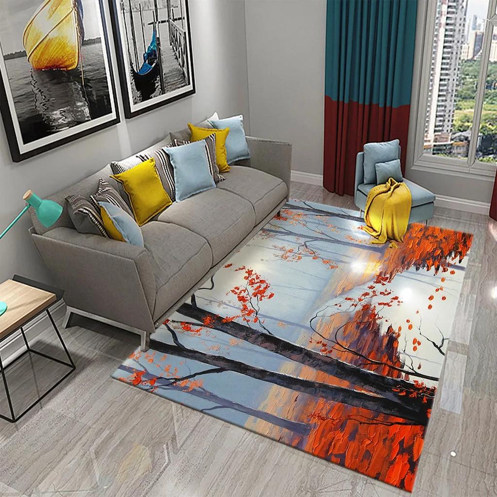 Colorful Tree Abstract Oil Painting Carpet Living Room Bedroom Decor Rug Room Floor Mats Kitchen Bathroom Entrance Non-slip Mats