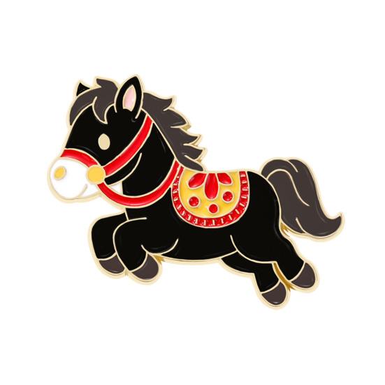 Brooch Pin 2026 Zodiac Horse Brooch Zinc Alloy Enamel Shirt Collars Scarves Badge Traditional Culture Jewelry